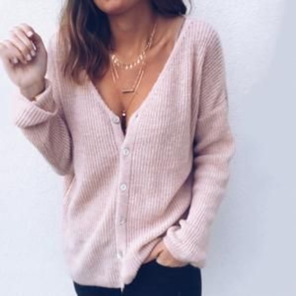 Banana Republic Rose Pink Silk Ribbed Cardigan - Picture 3 of 8